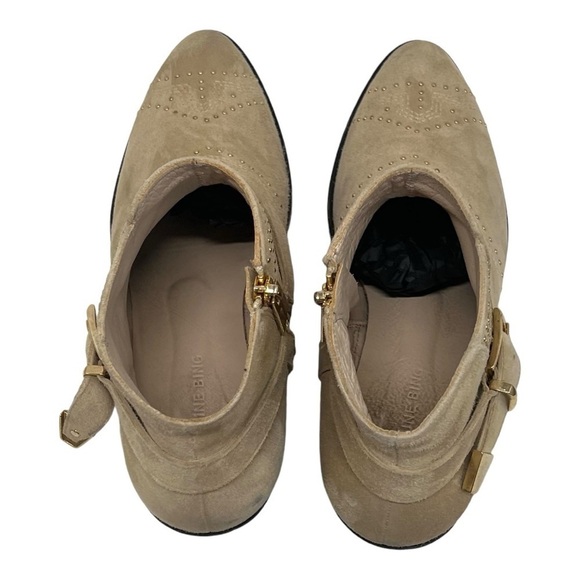 Anine Bing Bianca Tan Suede Studded Harness Casual Bohemian Ankle Boots Women 39 - Picture 9 of 15